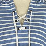 Style & Co X-Large Hooded Sweatshirt 3/4 Sleeve Lace-Up Neck Hi-Low Striped Photo 1