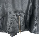 Christina Black Sleeveless Leather Vest with Wide Collar and Asymmetrical Zipper Size M Photo 6