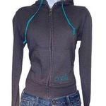 O'Neill y2k o’neill gray zip up hoodie with blue polka dot draw strings Photo 0