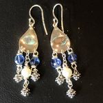 MICHAEL DAWKINS Starry Night Blue Topaz Cultured Pearl Sterling Silver Earrings Photo 8
