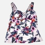Swimsuits For All Size 8 Tropical Floral Tankini Top White Purple Ruched Photo 0