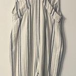 Urban Outfitters Striped Cropped Wide-Leg Jumpsuit Blue V-Neck Women's Size M Photo 3