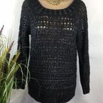 Narciso Rodriguez Black & Gray Woven Long Sleeve Loose Knit Crewneck Sweater M Size M Photo 0