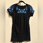 Rebecca Taylor  Black Mini Dress with Blue Floral Embroidery Photo 2