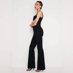 Good American  Black Cargo Tank Bootcut Jumpsuit Full Length LaceUp Pockets S NWT Photo 2