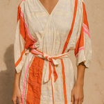 Ace & Jig Dress Women’s Small Cream Orange Stripe Belted Tunic Cotton Gauze Photo 0