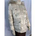 Esprit VTG Y2K puffer removable fur hood fleece lined jacket cream size medium Photo 4
