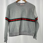 Showpo. Crew Neck‎ Cropped Stripe Pullover in Grey Size 4 Gray Photo 0