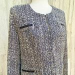 Soft Surroundings Blazer Jacket Womens Medium Gray Tweed Open Front Hook & Eye Photo 1
