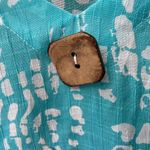 Pleasant Shade size XL semi sheer shark bite 3/4 roll up sleeves top. Beach tro Blue Photo 3