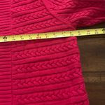 Talbots  Hot Pink 100% Cotton Cable Knit Open Cardigan Size Medium Photo 4