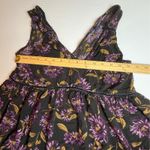 American Eagle  Outfitters Floral Babydoll Top Sleeveless Black‎ Purple XS Photo 3