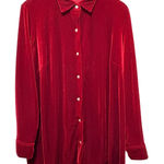 Worthington Womens Tunic 1X Red Velvet Button Front Holiday Glam Party Luxe Photo 0