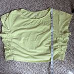 Old Navy  Women’s Active Shirt XXL Cropped Neon Green Yellow Short Sleeve Ruched Photo 2