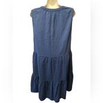Dylan Reese Dress Sz. M 8/10 Blue Crinkle Cotton Sleeveless Summer Tiered Midi Photo 1