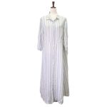 CP Shades Michelle Dress Size Medium Linen Stripe Button Front Maxi Made in USA Photo 3