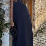 ZARA  strapless tube flowy navy blue summer vacation casual dress  Photo 2
