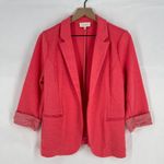 Skies Are Blue  Blazer Jacket Womens M Heather Coral Pink Notch Lapel Open Front Photo 0