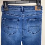 American Eagle distressed exposed zipper super hi-rise jegging crop jeans sz 4 Photo 3