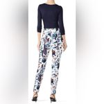Diane Von Furstenberg  Dakota White Rose Floral Skinny Trouser Pants Size 12‎ Photo 1