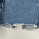 Zenana Outfitters Denim Jakcket Distressed Medium Wash Button Front Ripped Raw Hem Size L Photo 5