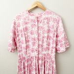 VINTAGE | Pink White Toile Cottagecore Homestead Prairie Dress | Size Large Photo 1