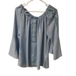 Melissa Paige Sky Blue Ruffled Peasant Top BRAND NEW BEAUTIFUL DETAIL. SIZE PL Photo 7