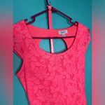 Candie's  Bright Hot Pink Mini Lace Floral Dress w/Belt Photo 1