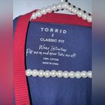 Torrid NWT  95 Classic Cotton Crew Neck Varsity‎ Sweatshirt Blue 2 Photo 3