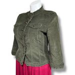 Telluride Clothing Co Womens Corduroy Short Jacket Ruffle Accent Button Close L Green Size L Photo 4
