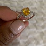 Australian Crystal Square Stone Ring Dipped In White Gold... Yellow Photo 10