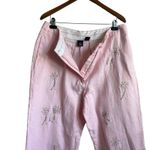 Saint Tropez West Women 16 Pink Linen Crop Pants Palm Tree Print Beachy Coastal Photo 4