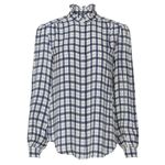 Joie NWT  Mintee Ruffle Blue and White Windowpane Shirt Photo 4