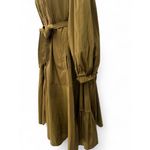 O'2nd L 10/12 Pleated Trench Jacket Coat Belted Hooded Flare Skirt Luxury Green Size L Photo 3