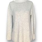 Loft  Sweater Heather Grey Textured Neutral Knit Pullover Crewneck Raglan Sleeve Photo 0
