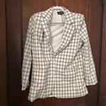 Danielle Bernstein  Structured Blazer Ivory Plaid Size S Photo 1