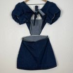 Showpo Freya Denim Cut Out Puff Sleeve Mini Dress NWT Baddie Size 10 Blue Photo 2