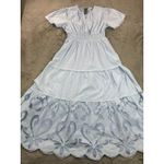 NWT Chelsea Theodore Dress Tiered Eyelet Maxi Light Blue S Cottagecore feminine‎ Size undefined Photo 7