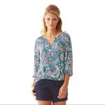 Lilly Pulitzer Sarabeth top in Shorely Blue silk XS Photo 7