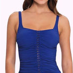 Gottex New. blue ruched tankini top. Size 8. Retails $95 Photo 0