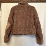 Garage  Jacket Teddy Coat Womens Size Small Taupe Beige Cropped‎ Zip Up Jacket Photo 3