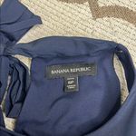 Gap Banana Republic Navy high neck tie back pleated cutout skirt midi dress Photo 4