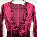 Tobi NWT Wine Red Velvet Deep V Long Sleeve Mini Dress Size XS Photo 4
