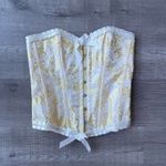 Vintage lace up Corset in yellow and white Size M Photo 0
