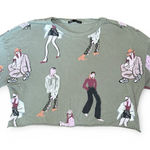 ZARA Trendy Graphic Cropped Tee in Olive Photo 0