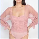 Blashe Pink Peasant Boho Bodysuit Sweetheart Neckline Ruched Front Size M New Size M Photo 0