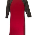 HYPNOTIK RED DRESS WITH BLACK SHEER SLEEVES Size L Photo 0