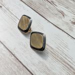 Vintage Clip On Earrings Black & Gold Tone Diamond Shape Photo 4