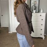 Brown tweed blazer with button Photo 3