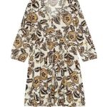 Ba&sh NWT Printed Floral Leaf Volvet 3/4 Sleeve Mini Dress Beige Size XS Photo 3